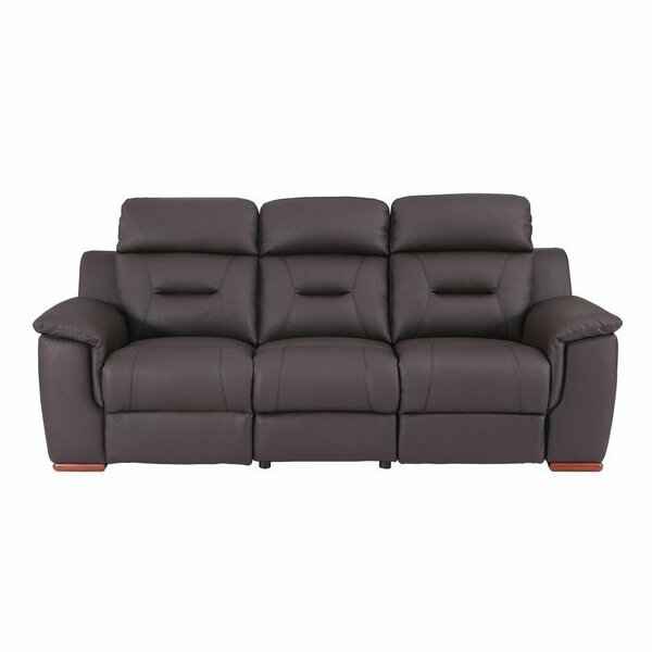 Homeroots 90 x 41 x 41 in. Modern Brown Leather Reclining Sofa 343838